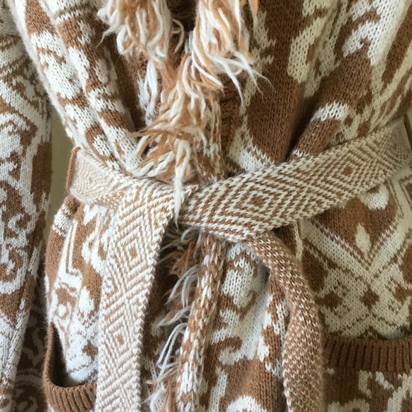 Anthropologie Akemi + Kin Fringed Intarsia Cardigan Sweater - Picture 9 of 15